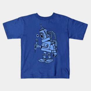 robot blue in love Kids T-Shirt